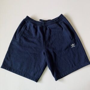 Adidas Men’s Large Navy Blue Fleece 9" Inseam Shorts Zip Pockets Drawstring EUC